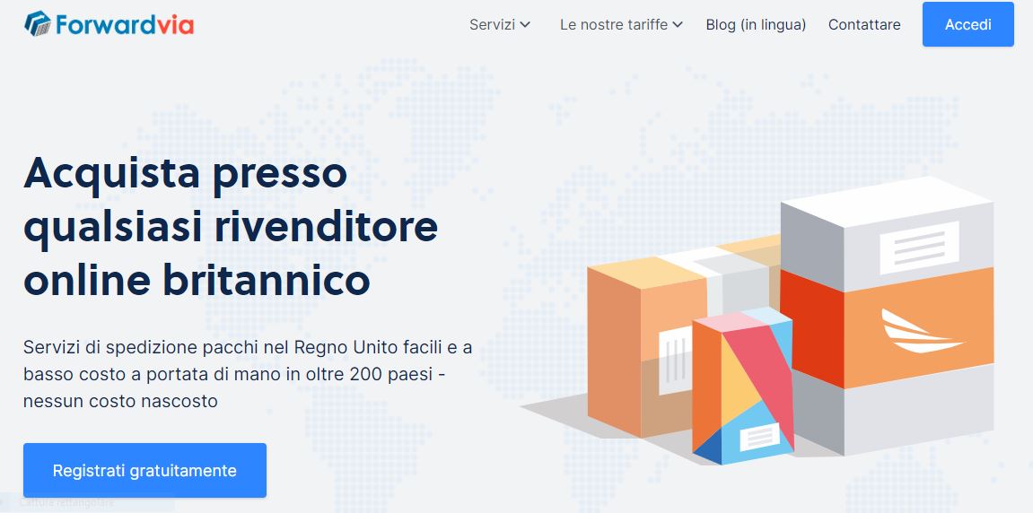 acquisto dal Regno Unito, ForwardVia, reshipper britannico, inoltro pacchi, indirizzo britannico, ForwardVia.com